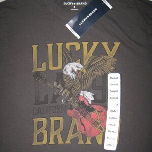 NWT Lucky Brand Mens Graphic T-Shirt Black Guitar Eagle California Size Small